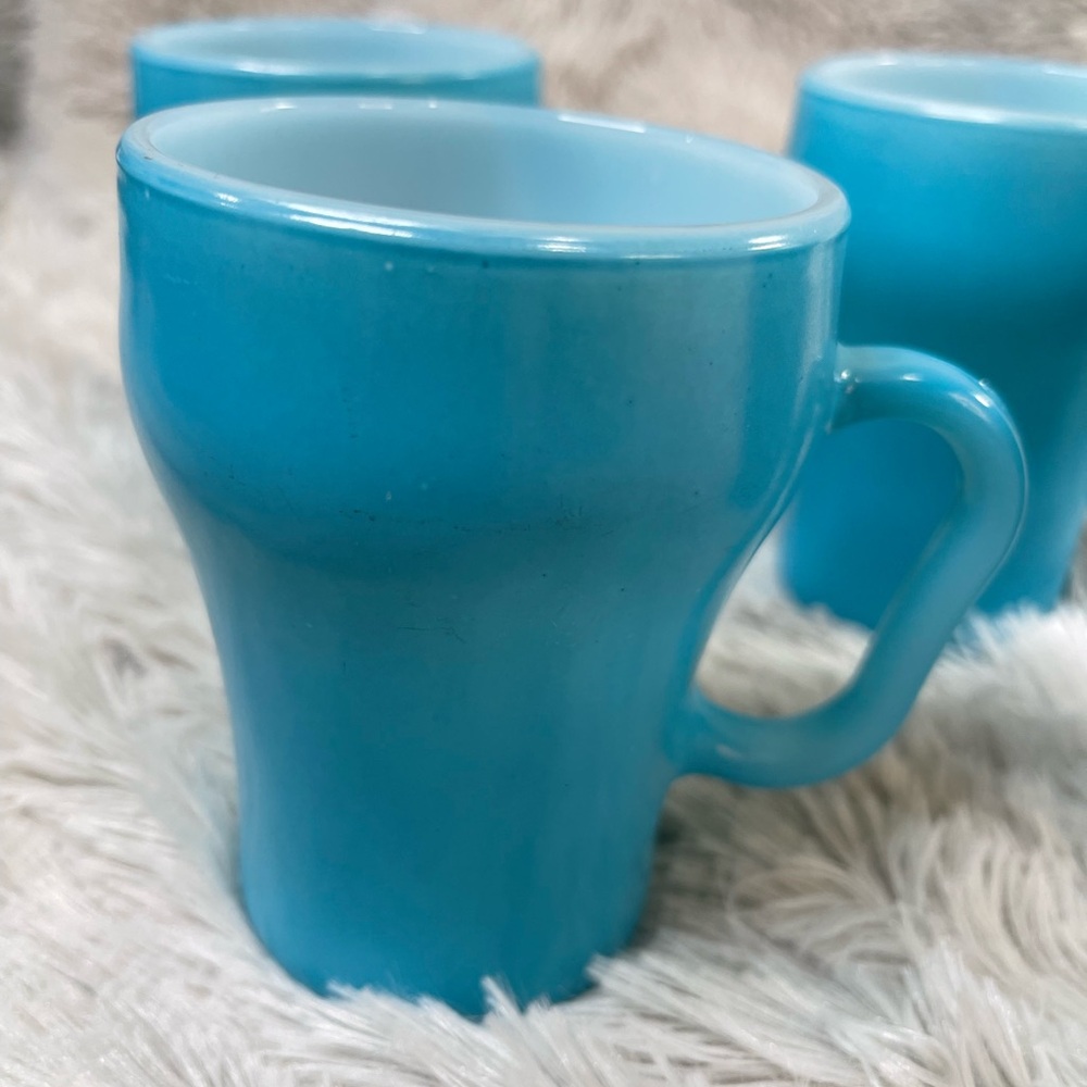 ⭐️Fire King Anchor Hocking Bonnie Blue Soda Mugs Vintage Great Condition - Picture 2 of 9